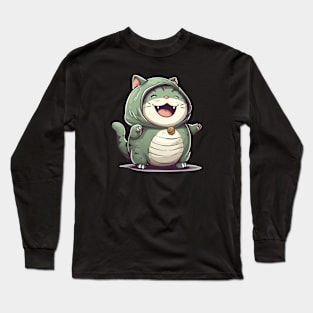 Dinosaur Kawaii Cat Long Sleeve T-Shirt